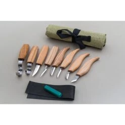 Beaver Craft S08L Wood Carving Set - 8 Knives, Roll + Accessories (Left Handed)